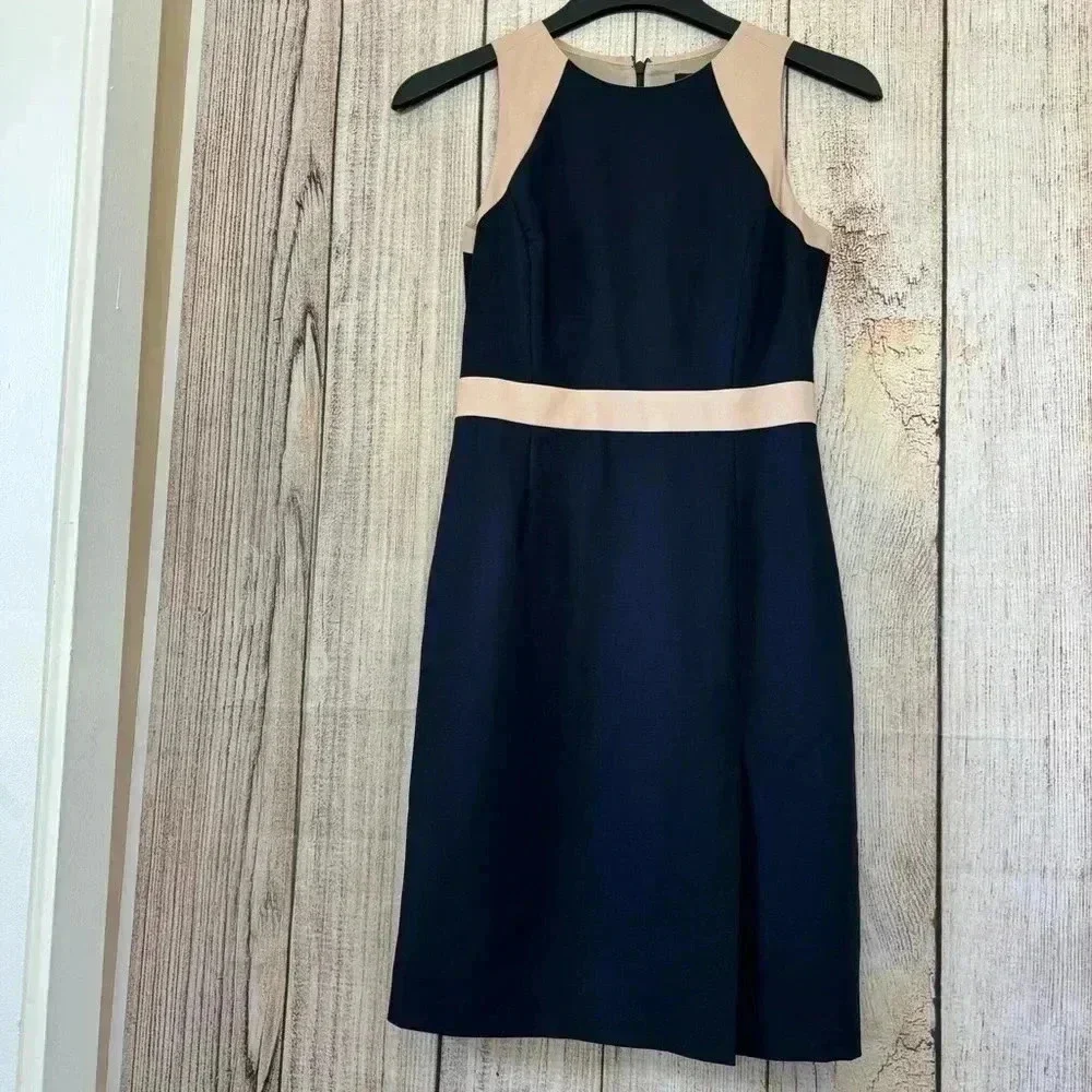J.Crew Womens Navy Crepe Gwen Sleveless wool dress size 2